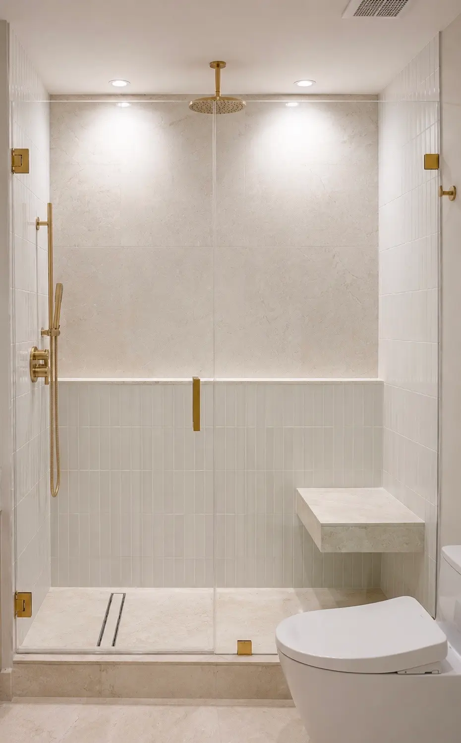 Majestic Tower Unit 909 — shower detail with natural stone